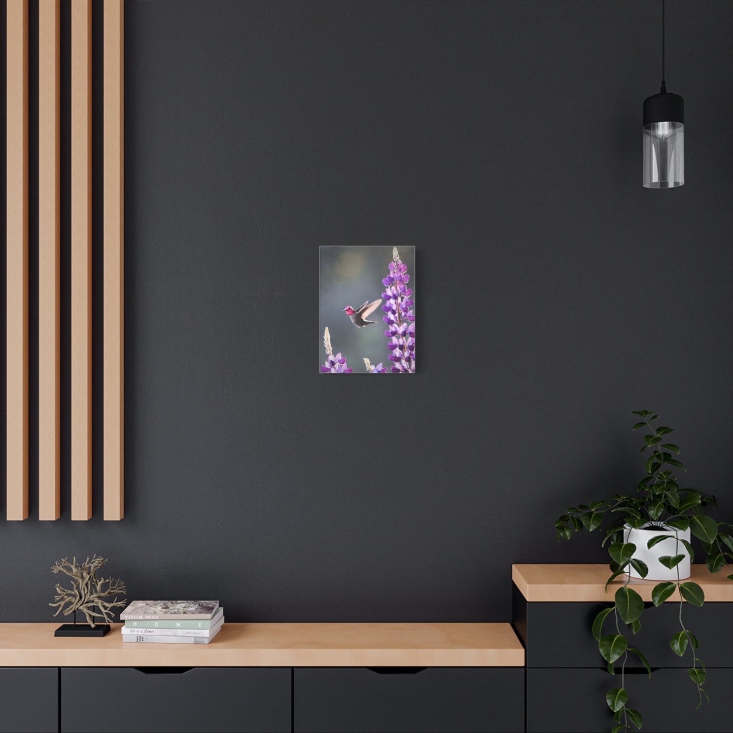Hummingbird & Lupine Canvas Print — Matte Stretched Wall Art