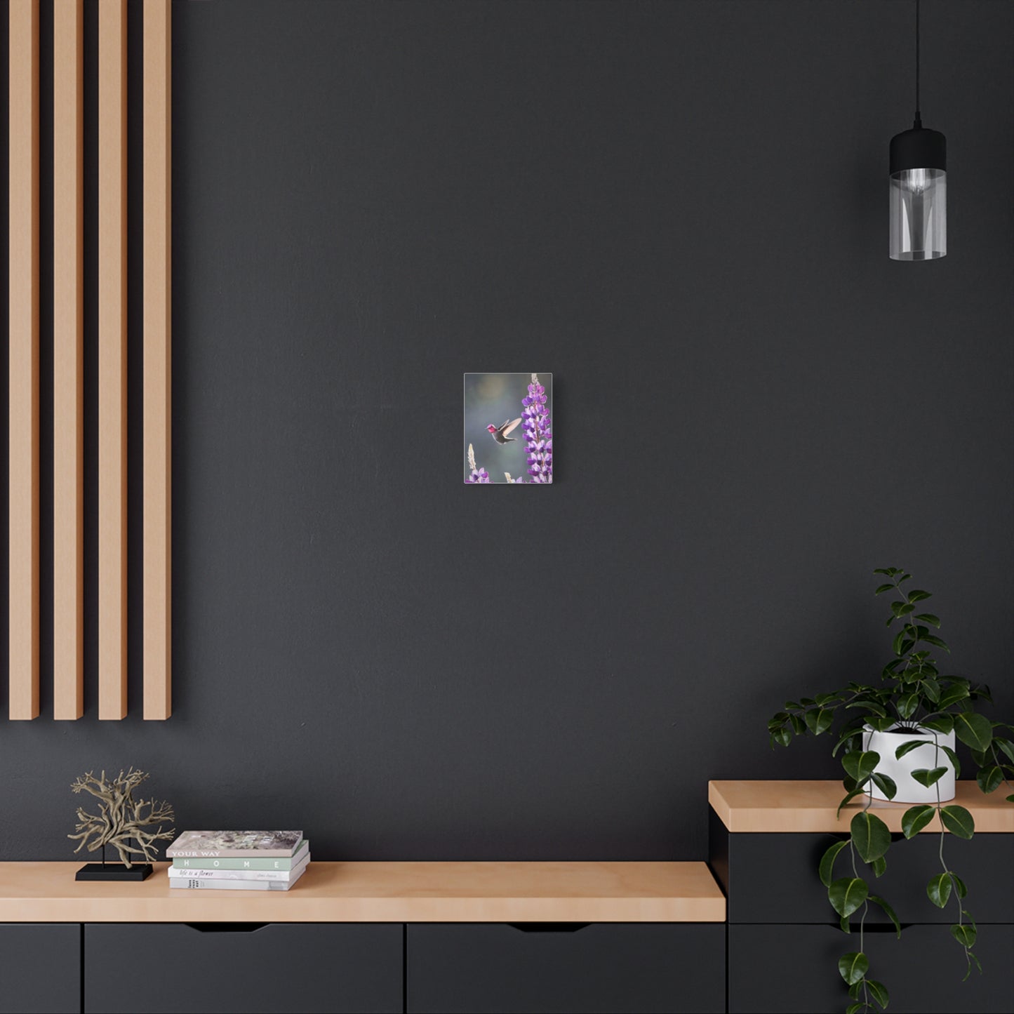 Hummingbird & Lupine Canvas Print — Matte Stretched Wall Art