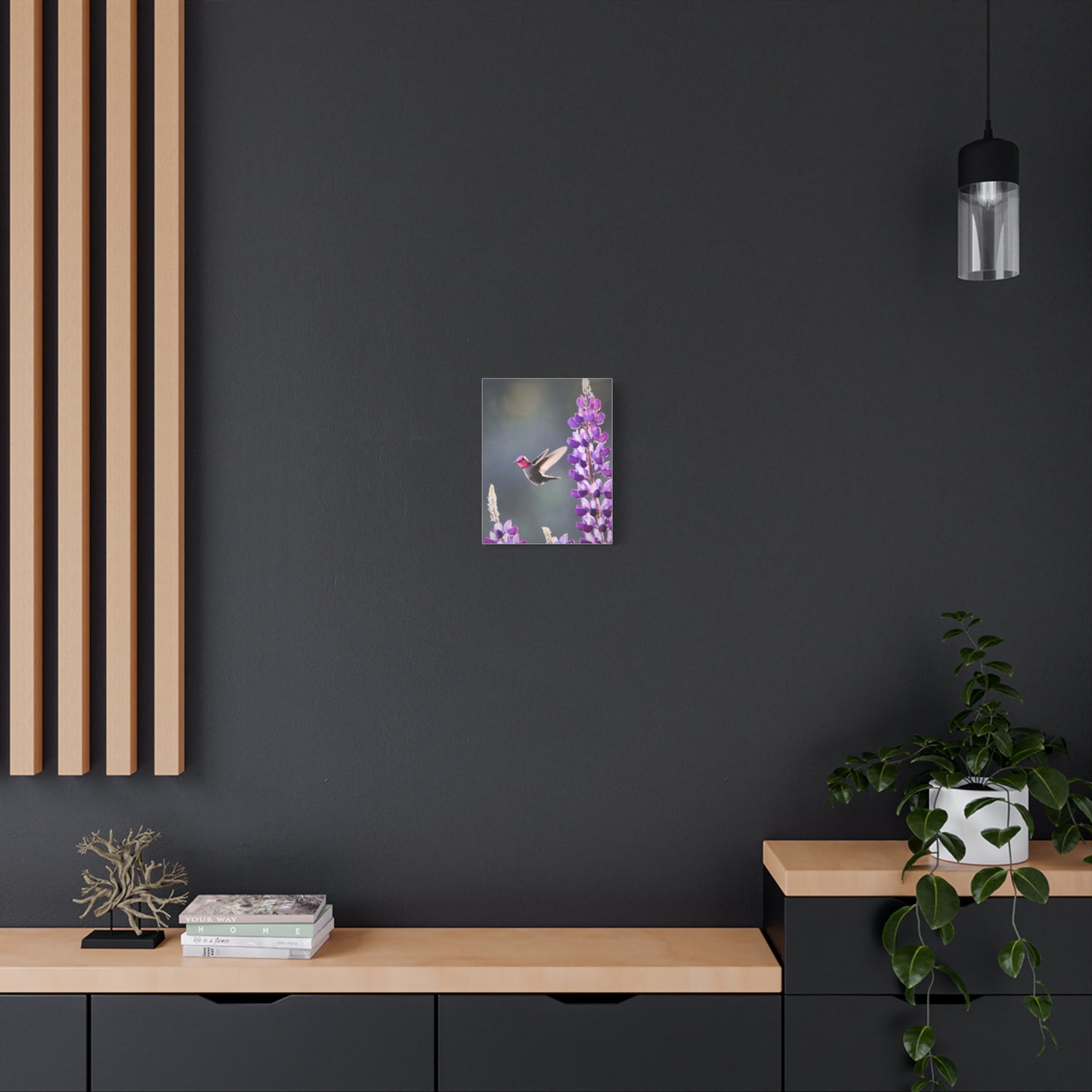 Hummingbird & Lupine Canvas Print — Matte Stretched Wall Art