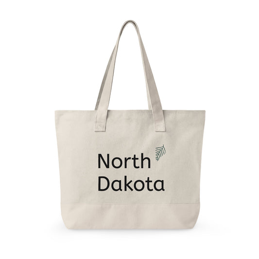 North Dakota Zippered Canvas Tote Bag — Floral State Pride Market Tote