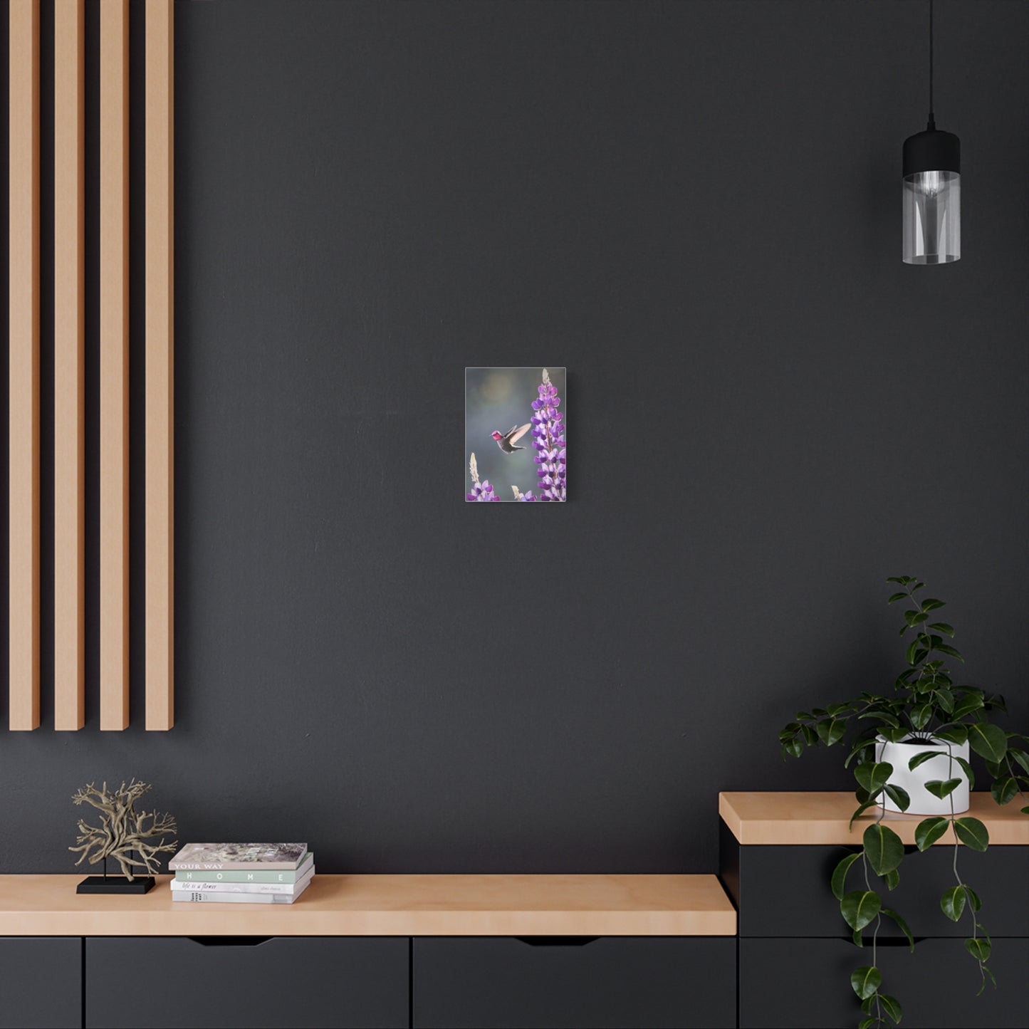Hummingbird & Lupine Canvas Print — Matte Stretched Wall Art