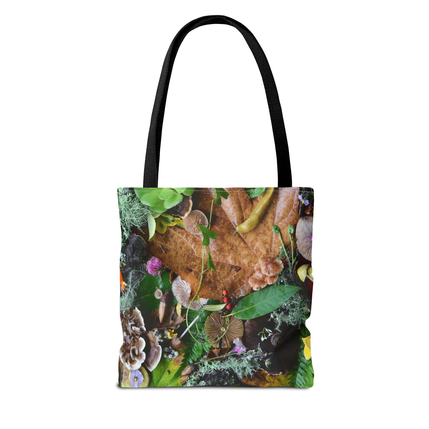 Banana Slug Forest Floor Tote Bag – Nature-Inspired All-Over Print Tote