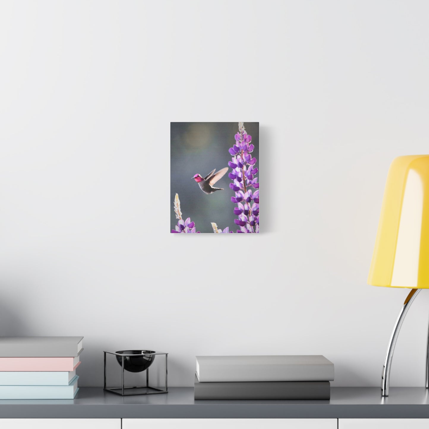 Hummingbird & Lupine Canvas Print — Matte Stretched Wall Art