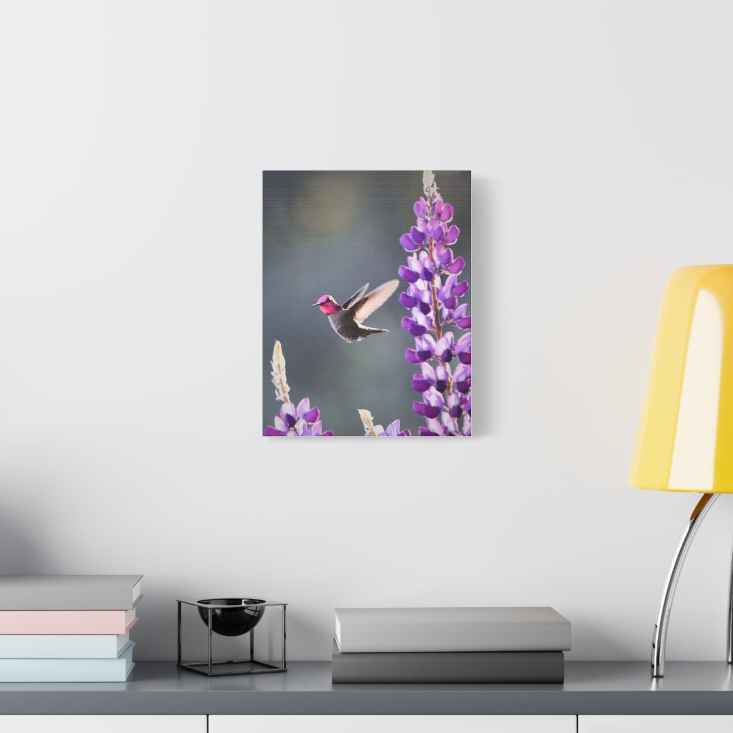 Hummingbird & Lupine Canvas Print — Matte Stretched Wall Art
