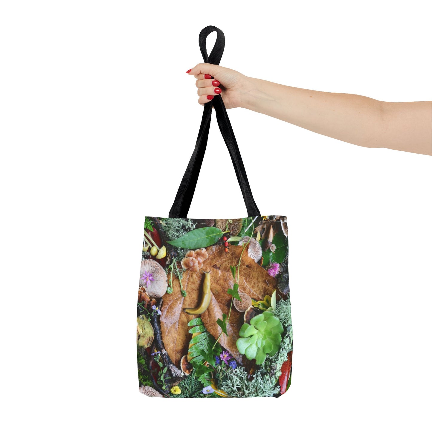 Banana Slug Forest Floor Tote Bag – Nature-Inspired All-Over Print Tote