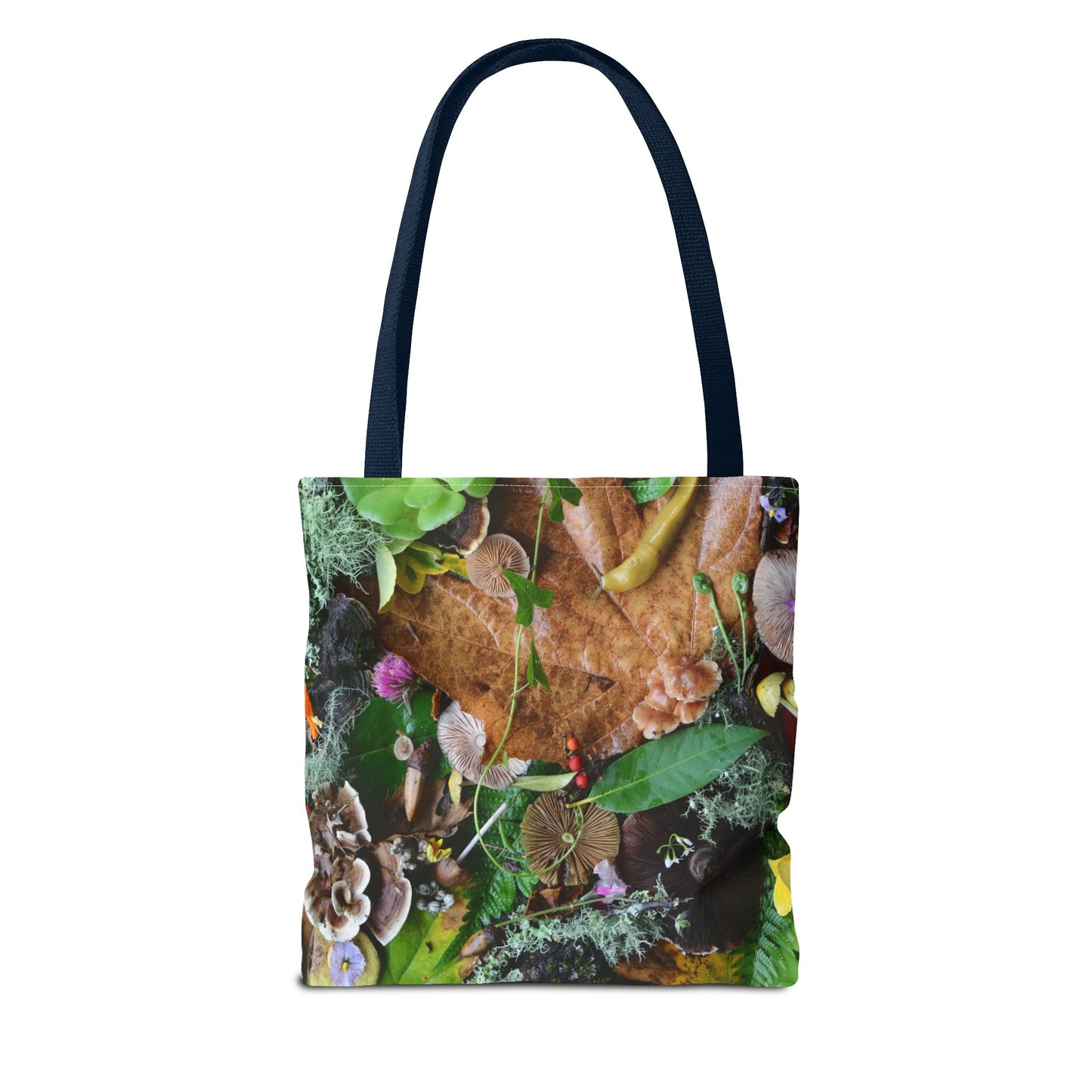 Banana Slug Forest Floor Tote Bag – Nature-Inspired All-Over Print Tote